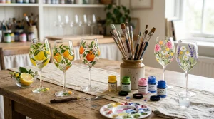 20 Aesthetic Wine Glass Painting Ideas & Oven-Curing Cheat Sheet 17 20 Aesthetic Wine Glass Painting Ideas & Oven-Curing Cheat Sheet (AI Generated Image)
