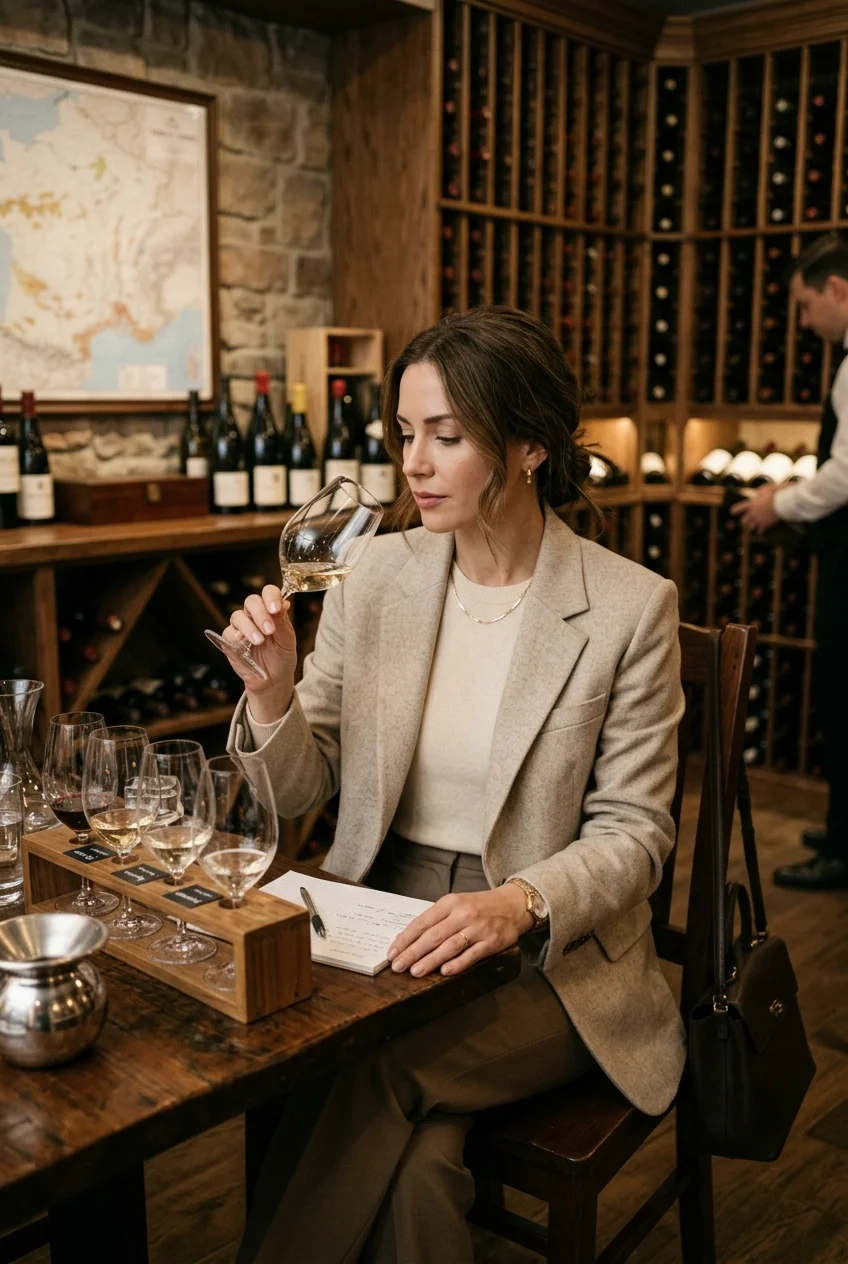 wine tasting outfit with fragrance-free elegance for authentic tasting (AI Generated Image)