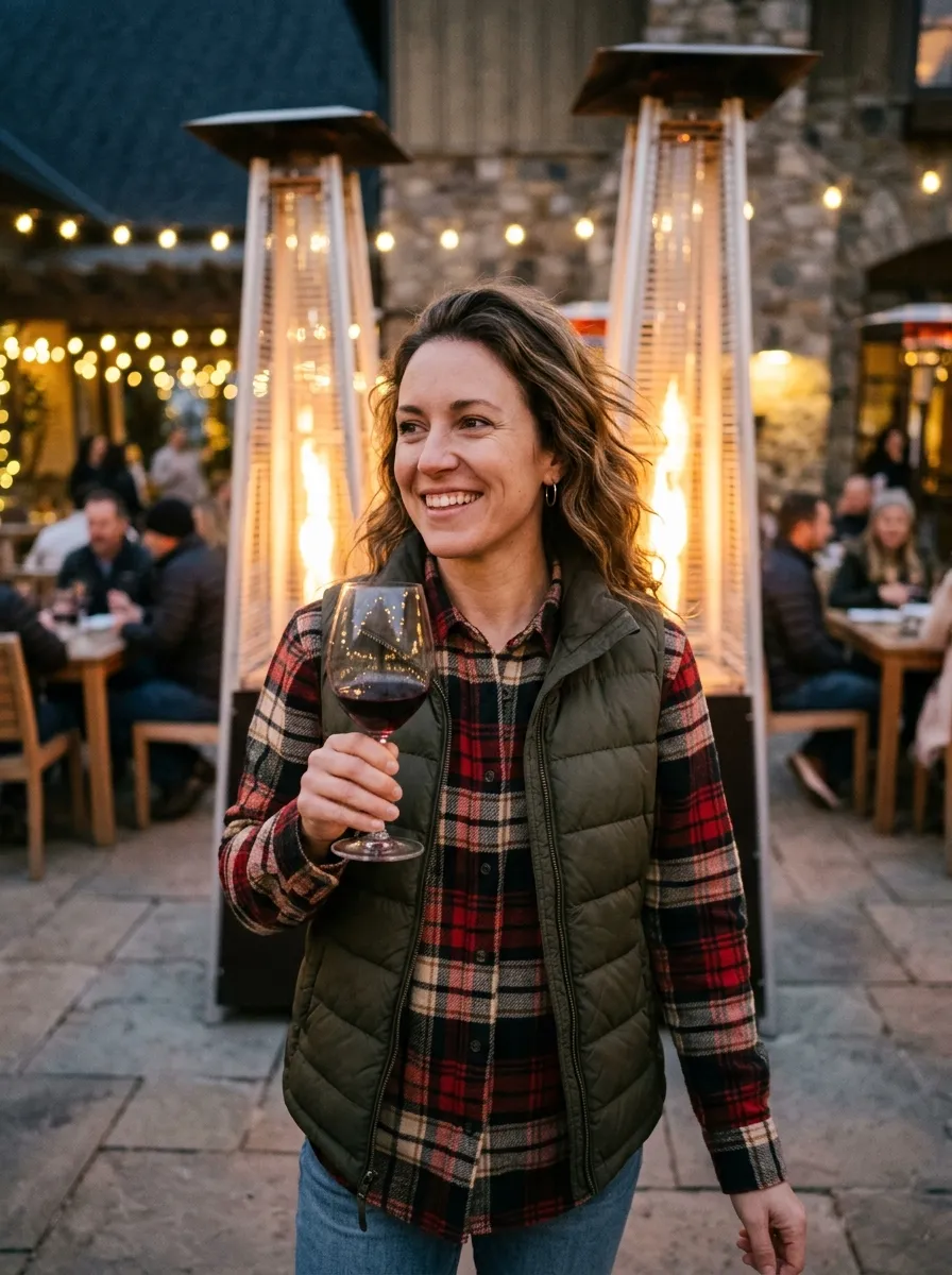 winery outfit winter - Oversized Chunky Knit Wrap Cardigan for Heated Outdoor Patios (AI Generated Image)