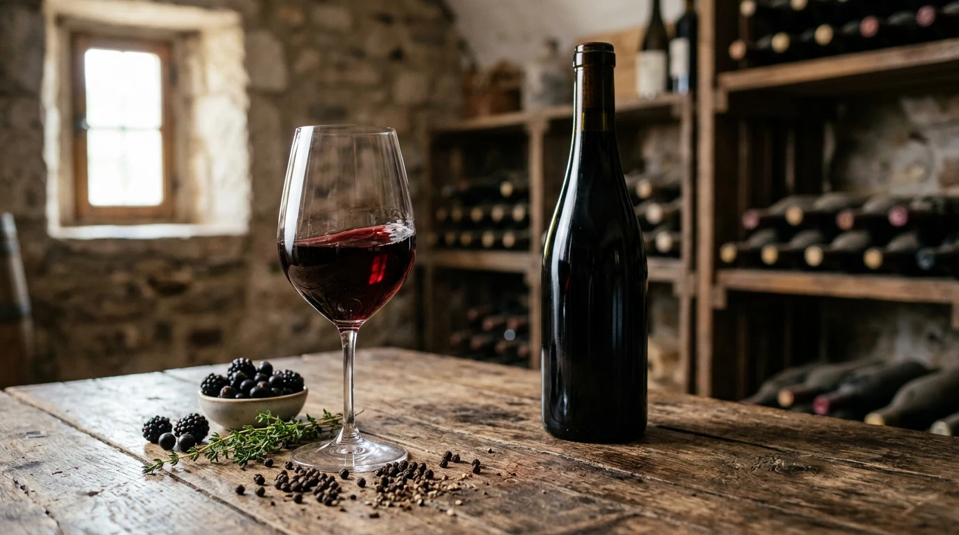 Read more about the article Syrah Red Wine: The Complete Guide to Flavors, Terroirs, and Global Styles (AI Generated Image)